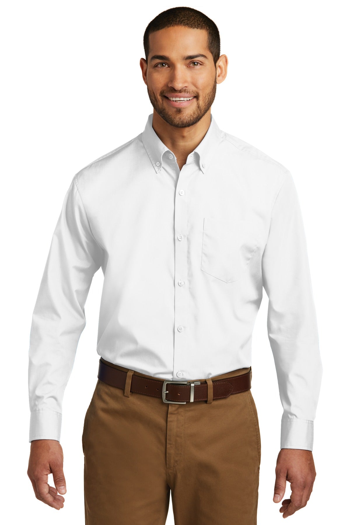 port authority ®  long sleeve carefree poplin shirt. w100