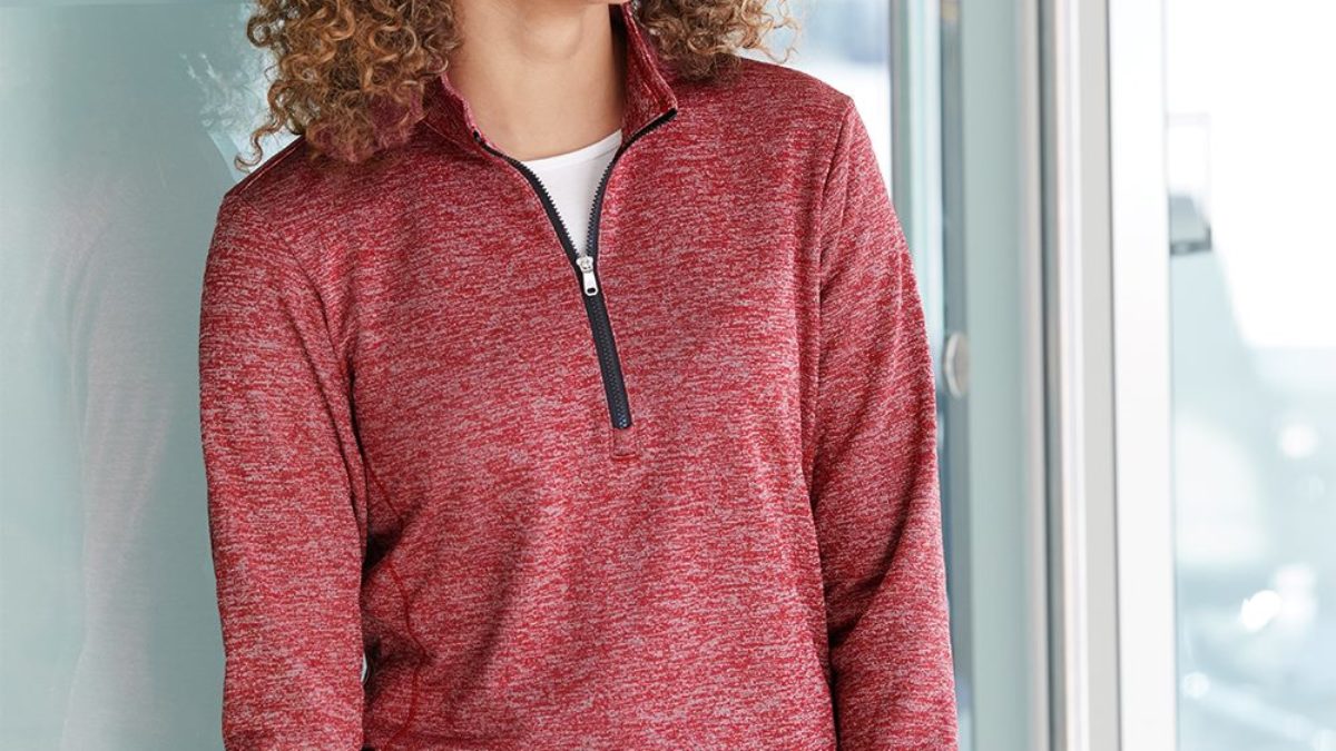 Adidas - Brushed Terry Heathered Quarter-Zip Pullover - A284